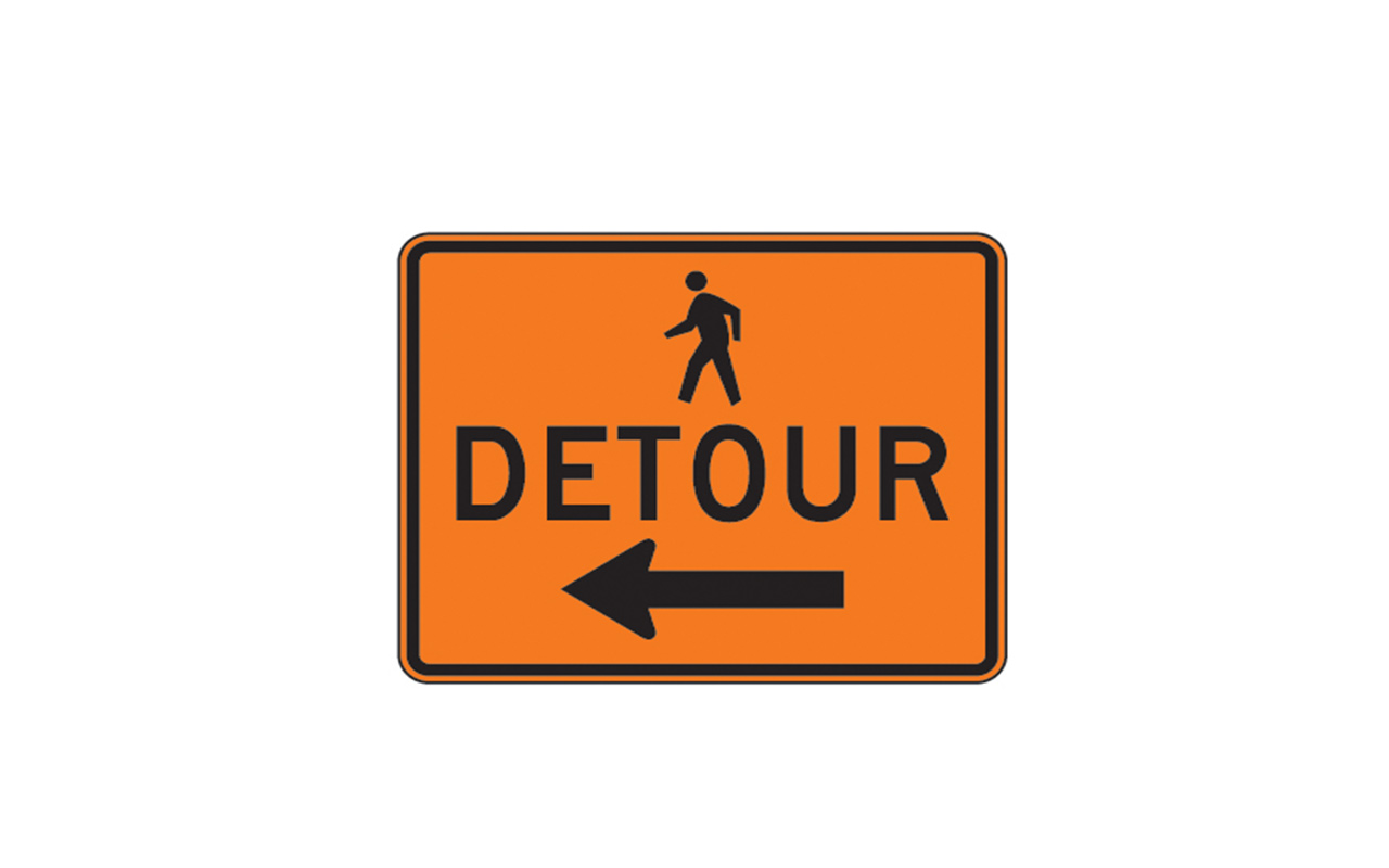 Pedestrian Detour Left Sign M4 9bl Traffic Safety Supply Company