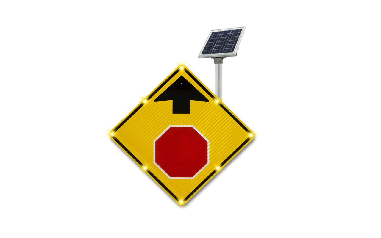 BlinkerSign Flashing LED Stop Ahead (Symbol) Sign W3-1