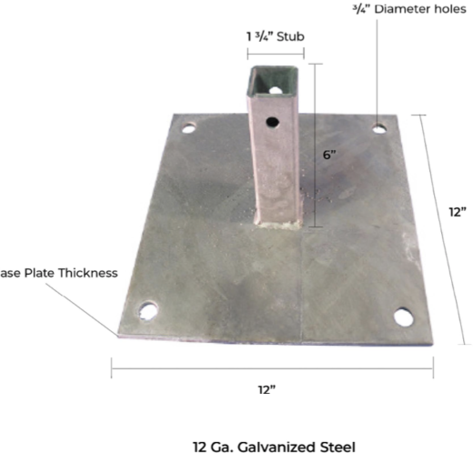 Surface Mounted Base for Square Tube Traffic Safety Supply Company
