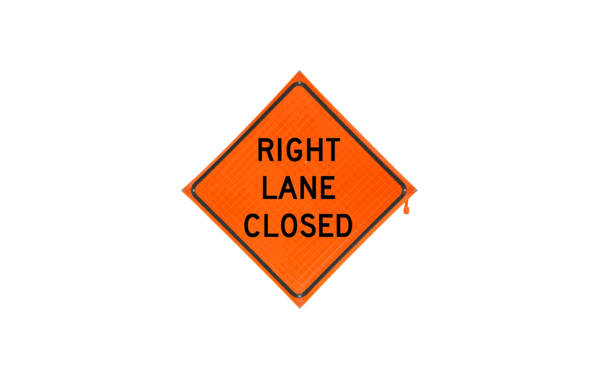 Right Lane Closed Roll-up Sign