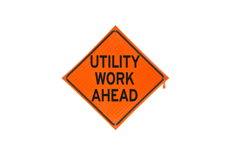 Up Work Sign Utility Work Ahead Roll-up Sign - Traffic Safety Supply Company