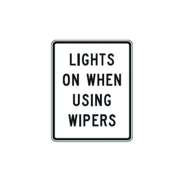 Lights On When Using Wipers Sign R16-5