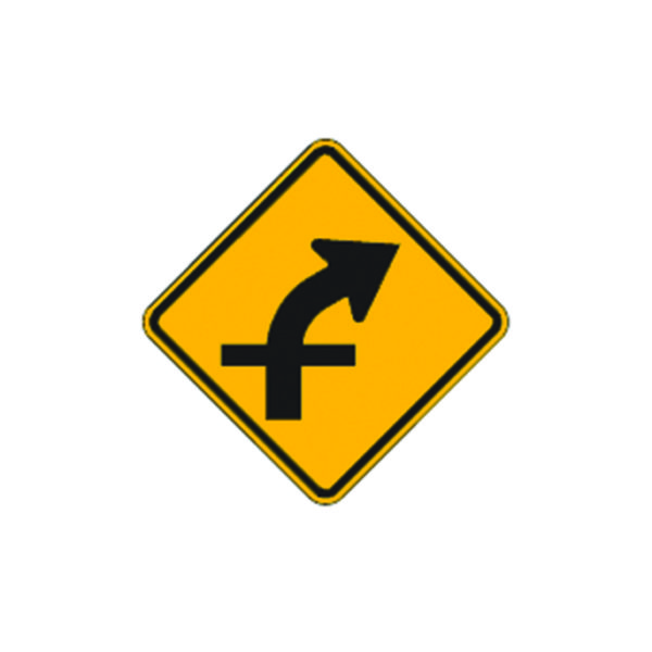 Curve Right With Cross Road Sign W1-10aR