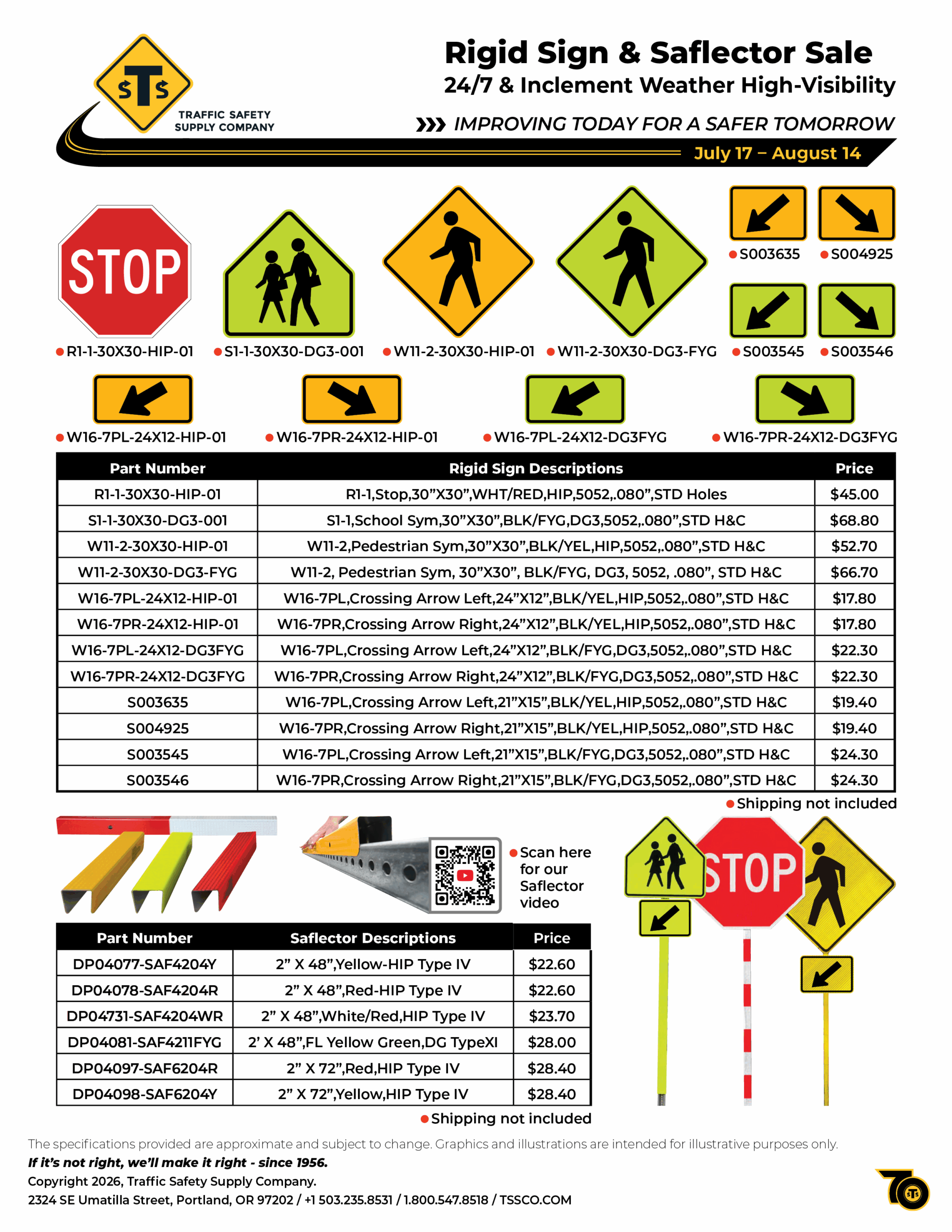 TSSCO Rigid Sign & Saflector Promotion Flyer